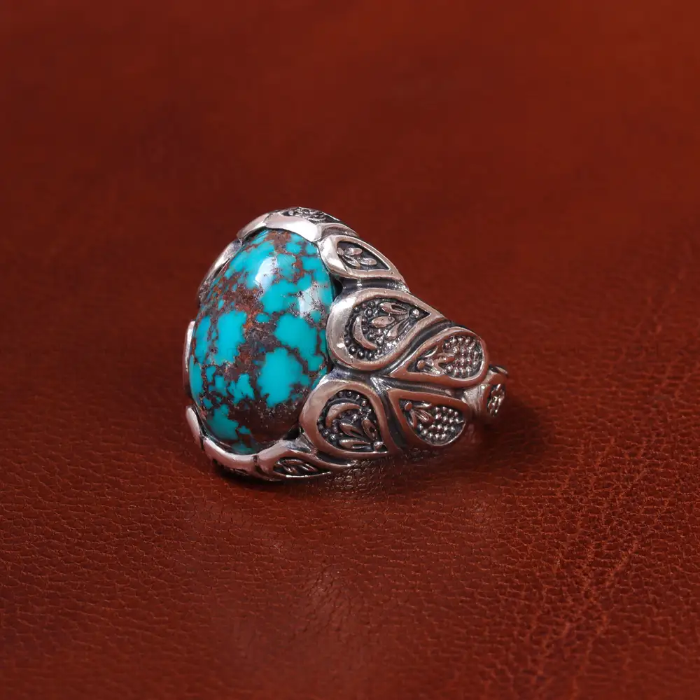 انگشتر فیروزه شجری مردانه کد 19745