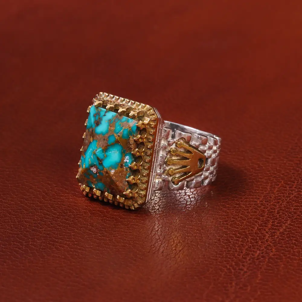 انگشتر فیروزه شجری مردانه کد 19758