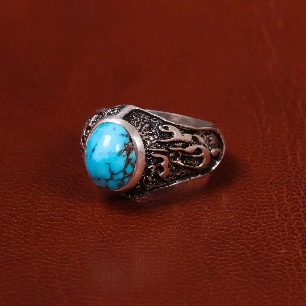 انگشتر فیروزه شجری مردانه کد 19783