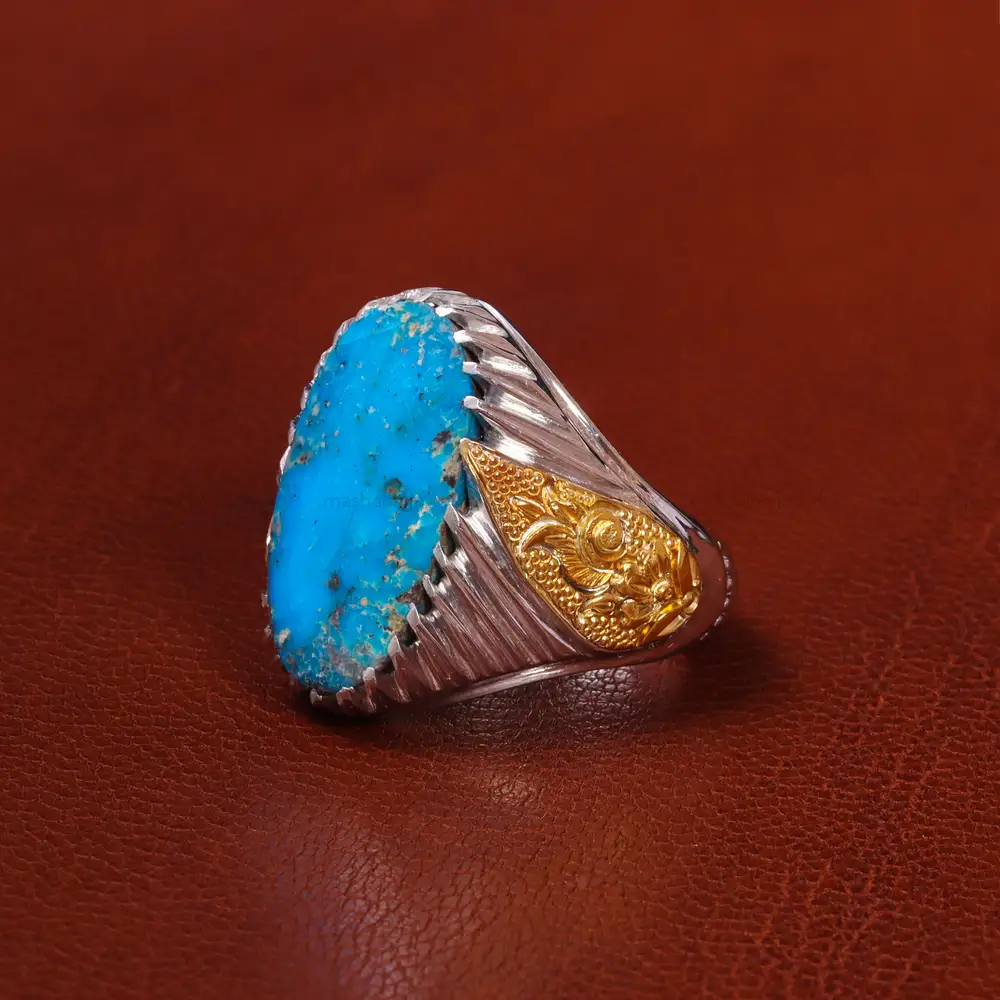 انگشتر فیروزه شجری مردانه کد 19810