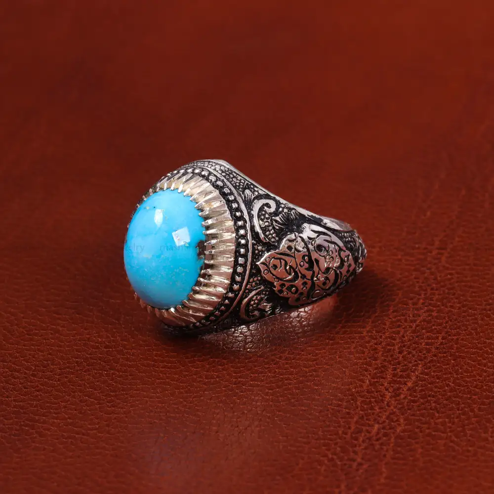 انگشتر فيروزه عجمی مردانه کد 19834