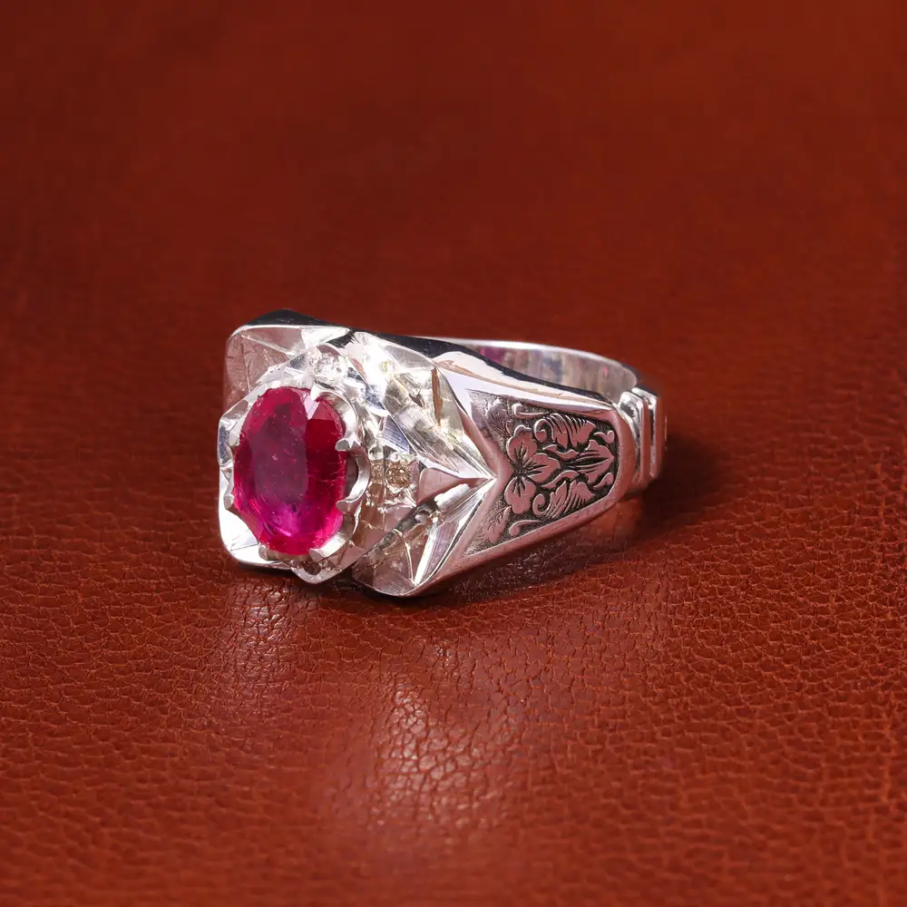 انگشتر یاقوت سرخ مردانه کد 19844