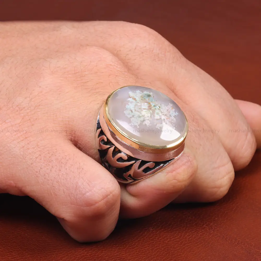 انگشتر عقیق شجر مردانه کد 17229