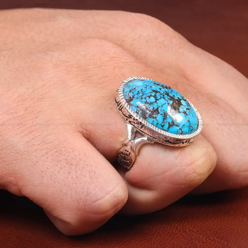 انگشتر فیروزه شجری مردانه کد 17230
