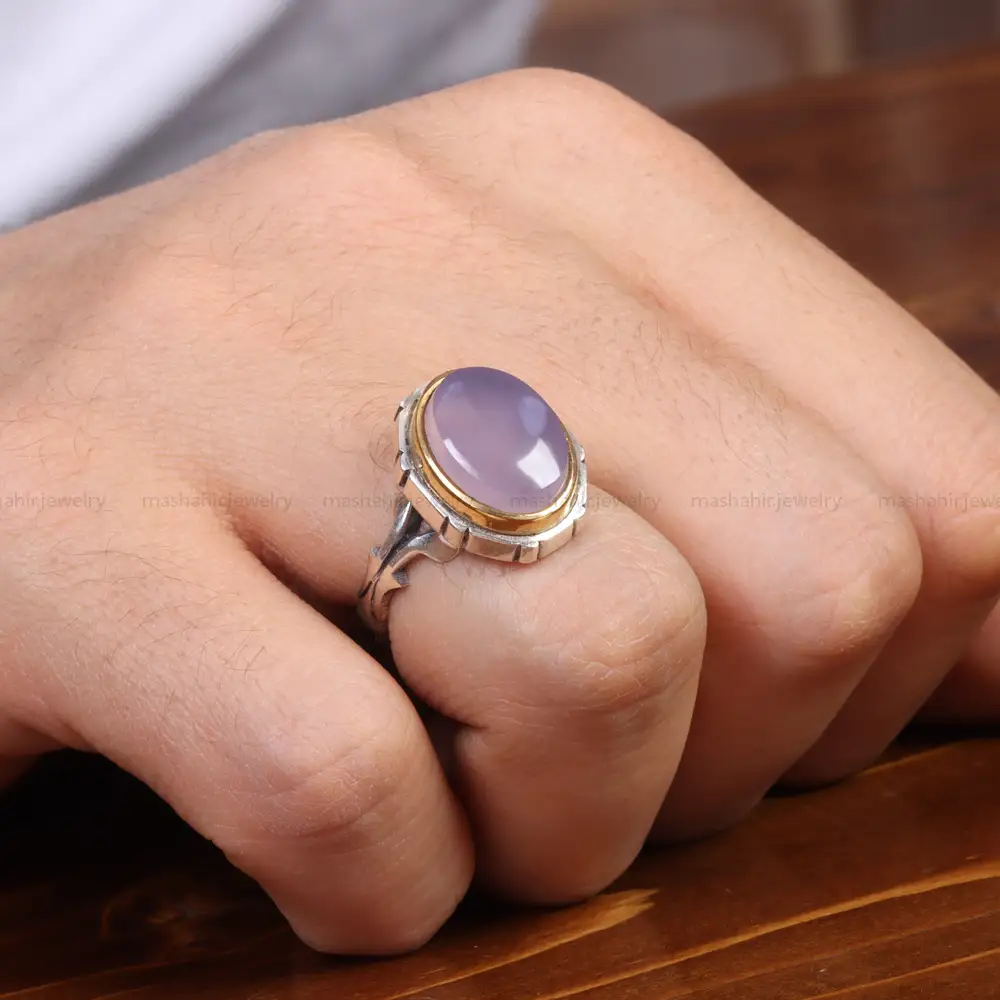 انگشتر عقیق سوسنی مردانه کد 19387