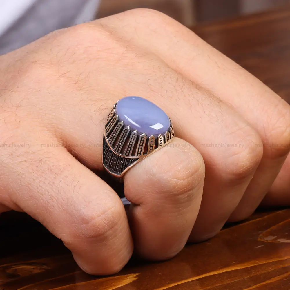 انگشتر عقیق سوسنی مردانه کد 19389