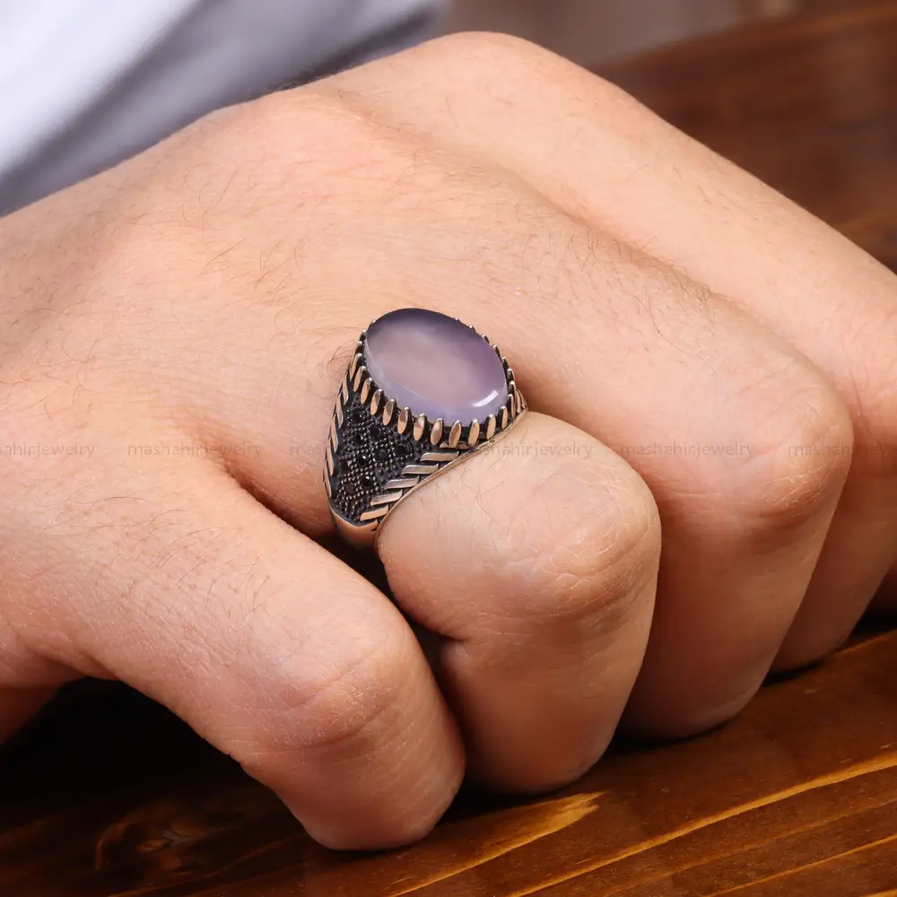 انگشتر عقیق سوسنی مردانه کد 19390