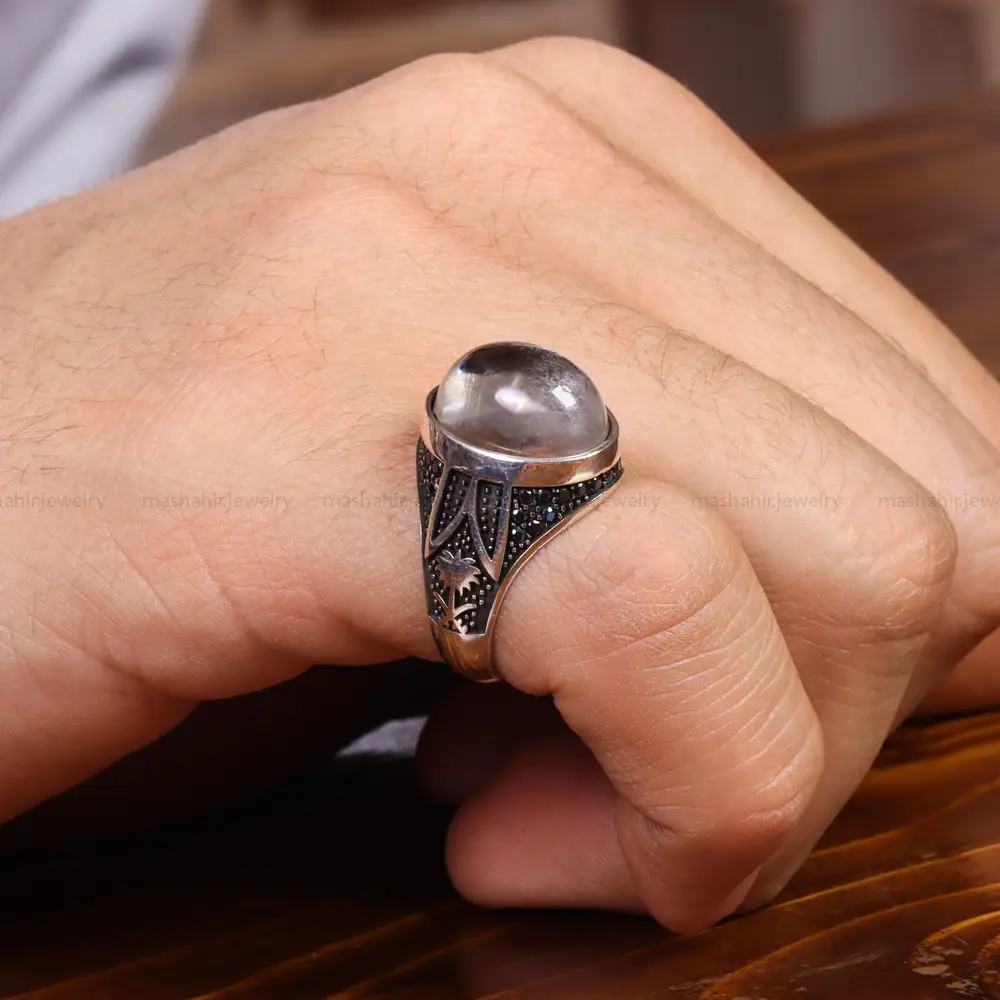 انگشتر دُر نجف مردانه کد 19397
