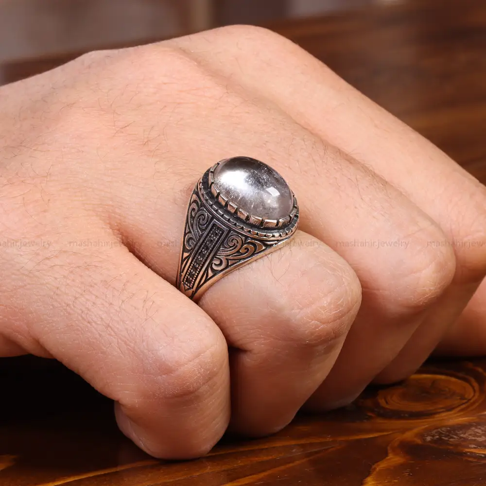 انگشتر دُر نجف مردانه کد 19402