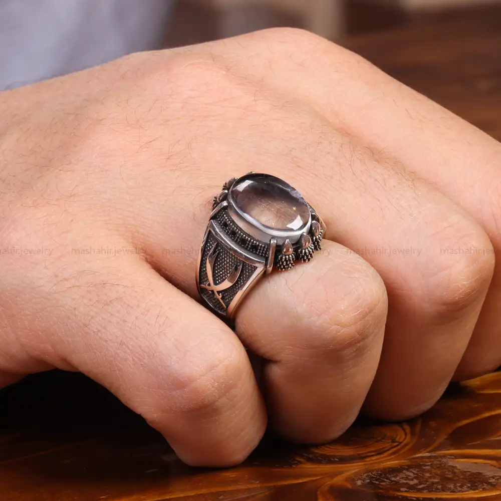 انگشتر دُر نجف مردانه کد 19415