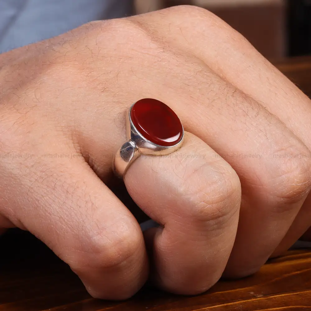 انگشتر عقیق یمن مردانه کد 19432