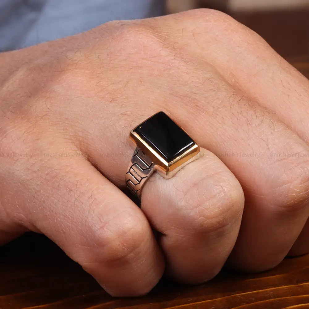 انگشتر عقیق یمن مردانه کد 19435