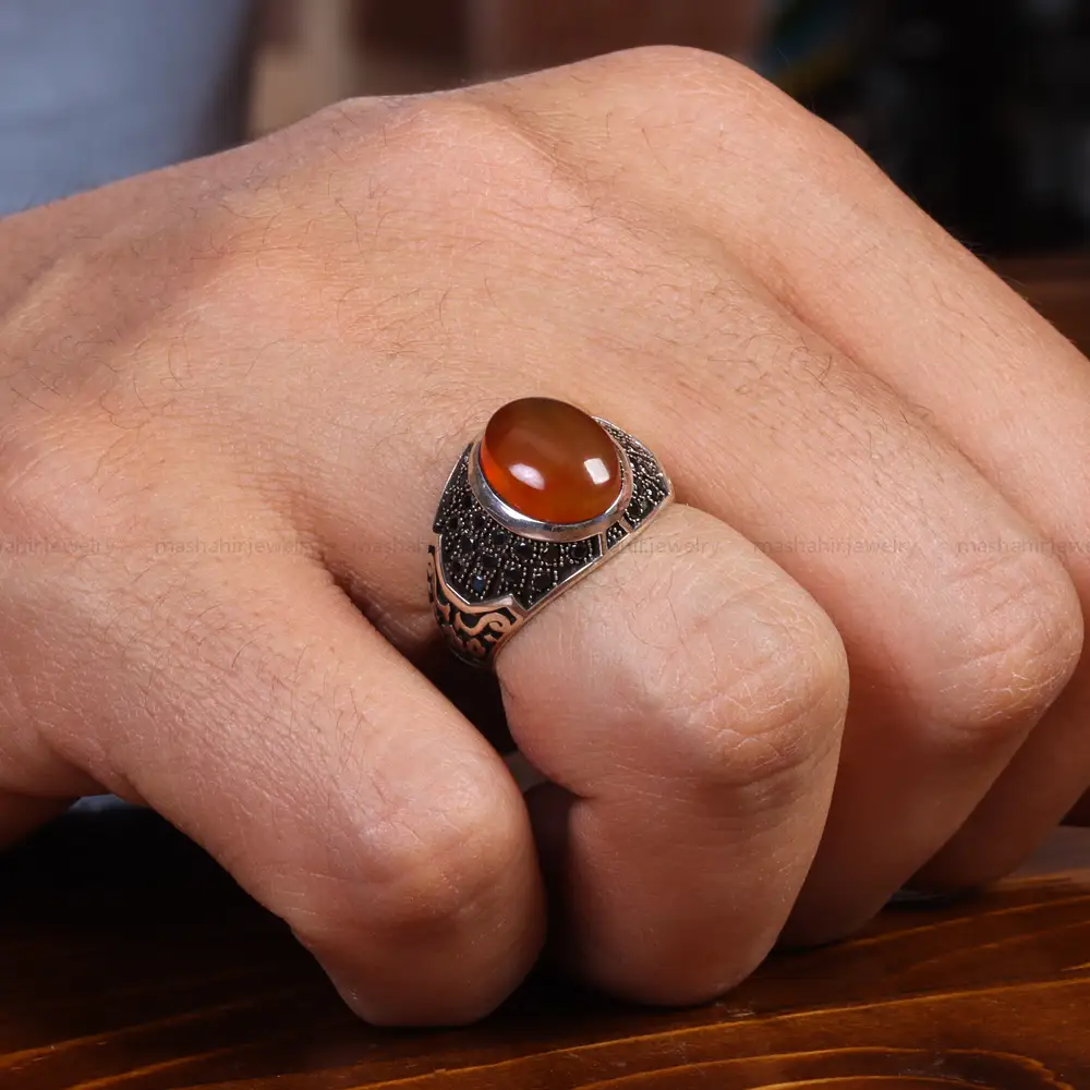 انگشتر عقیق یمن مردانه کد 19437