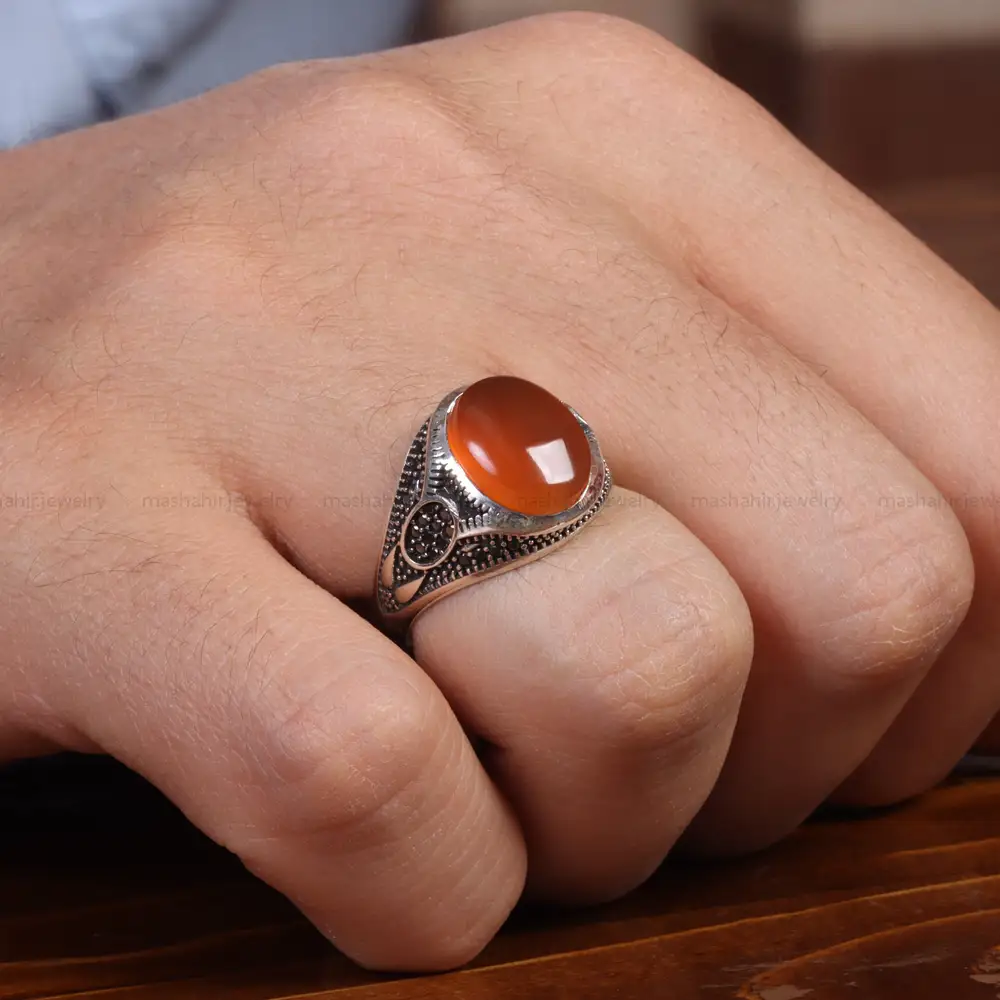 انگشتر عقیق یمن مردانه کد 19439