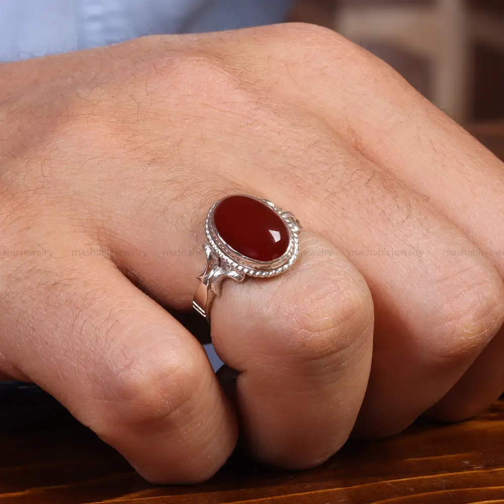 انگشتر عقیق یمن مردانه کد 19446
