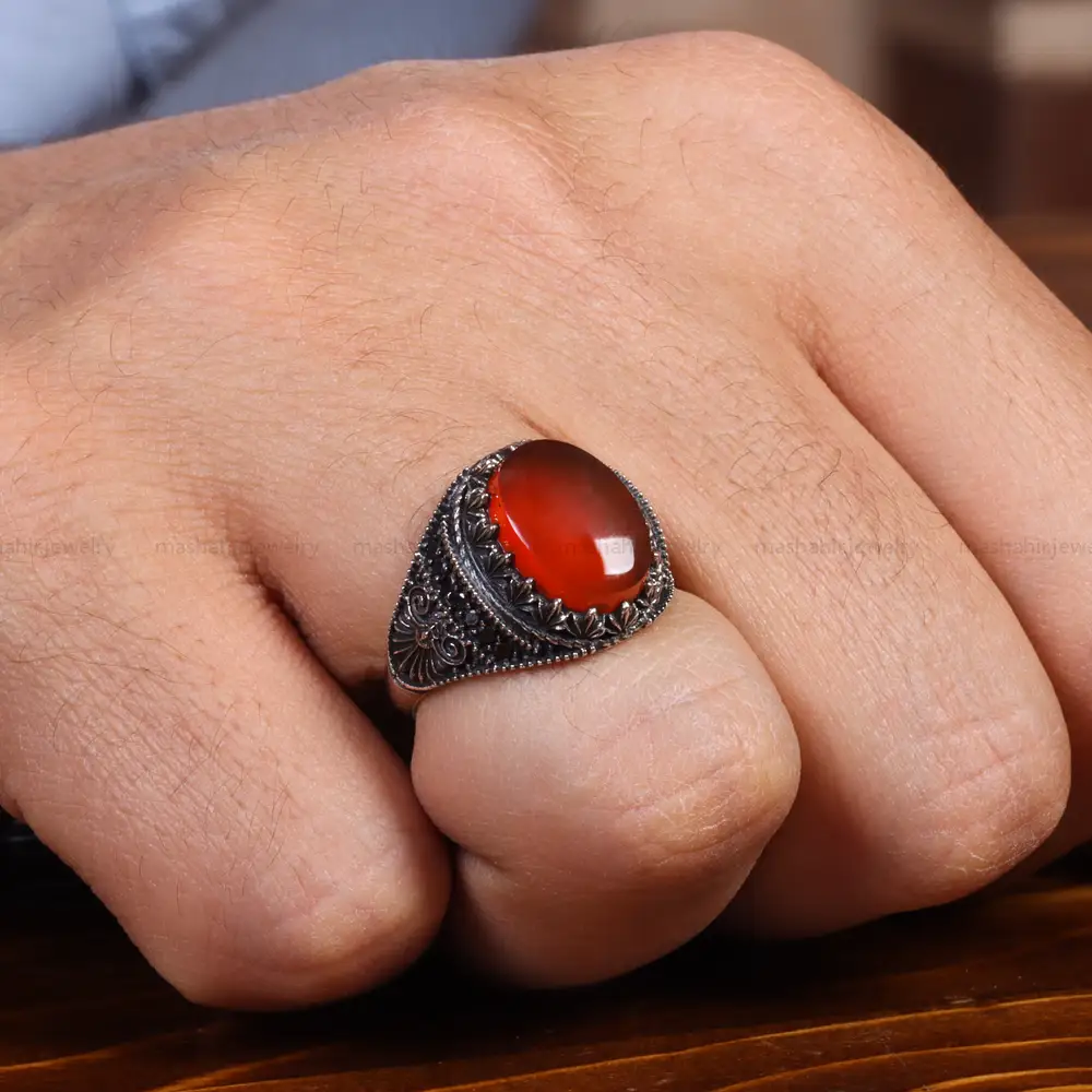 انگشتر عقیق یمن مردانه کد 19448