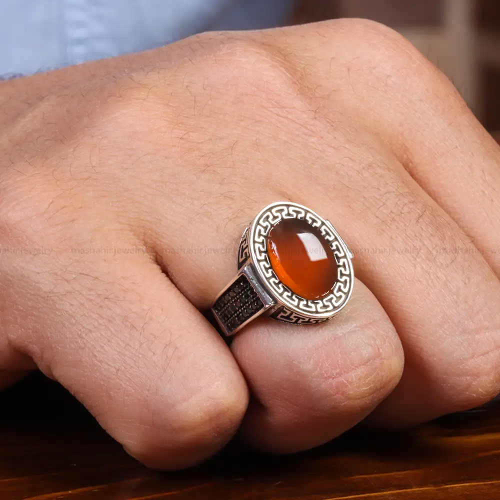 انگشتر عقیق یمن مردانه کد 19452