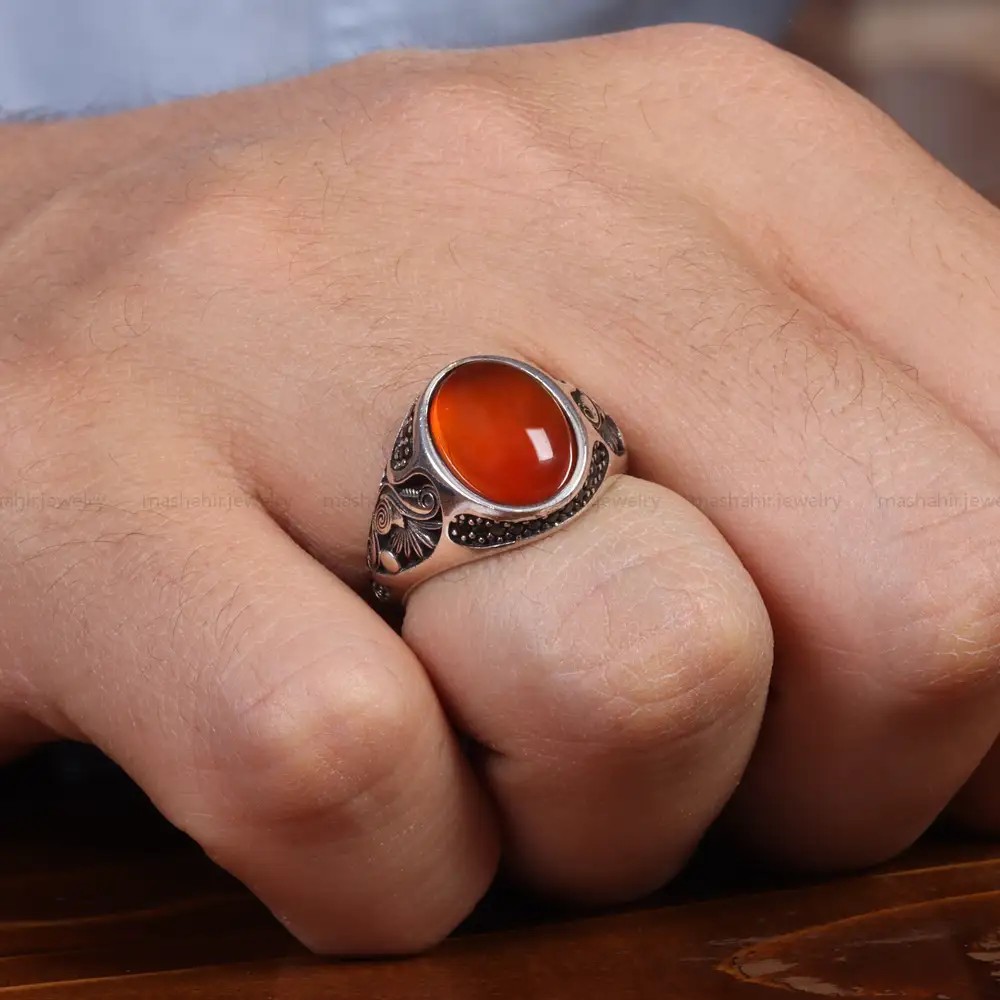 انگشتر عقیق یمن مردانه کد 19454