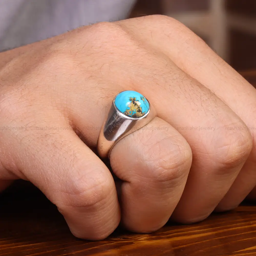 انگشتر فیروزه شجری مردانه کد 19471
