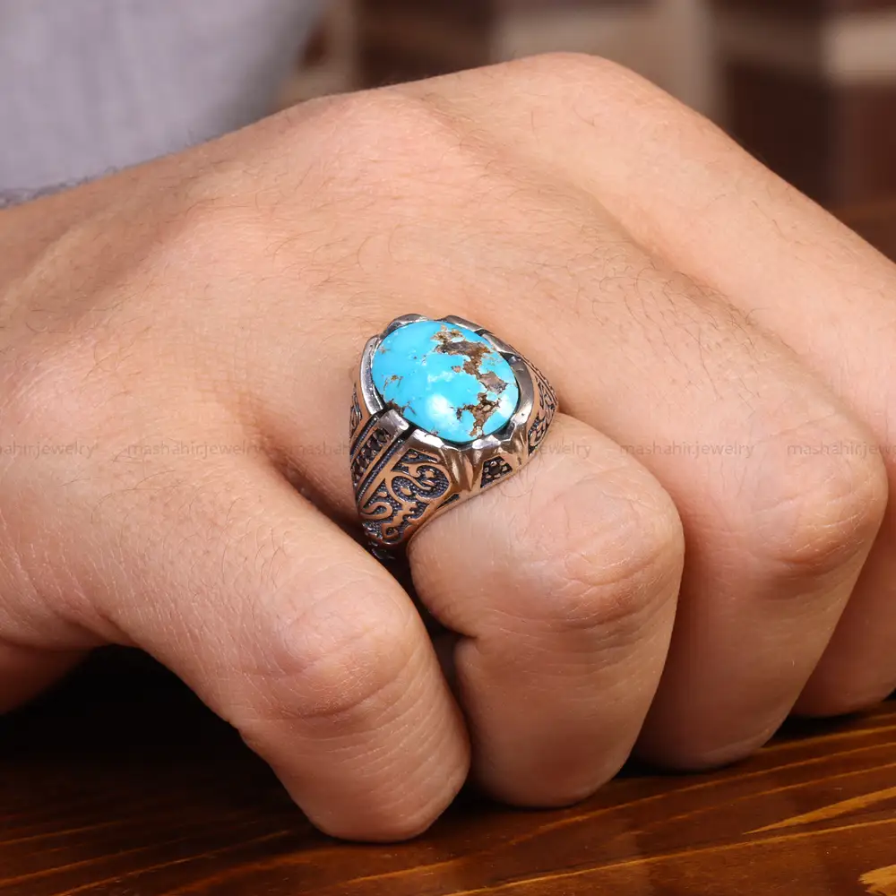 انگشتر فیروزه شجری مردانه کد 19479