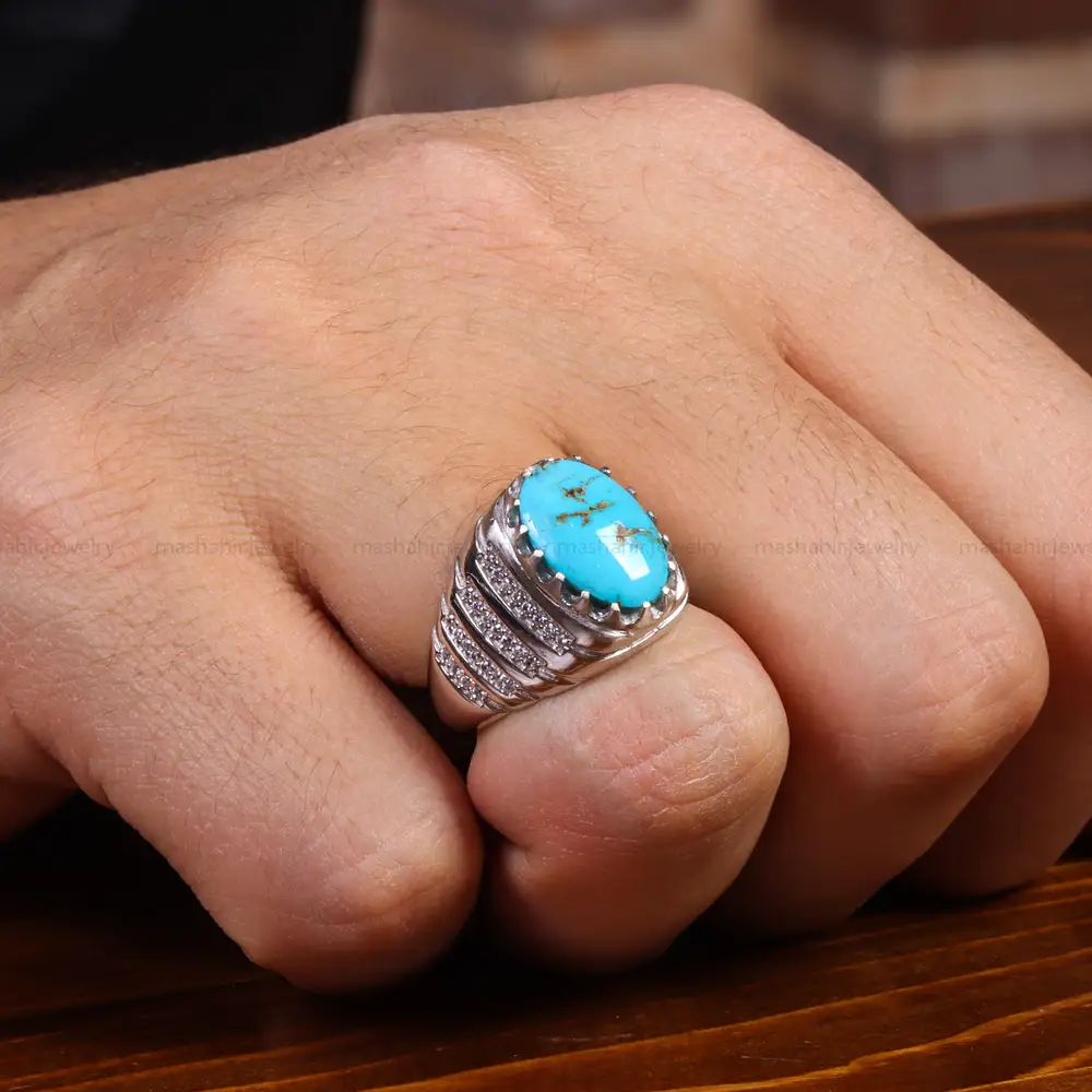 انگشتر فیروزه شجری مردانه کد 19583