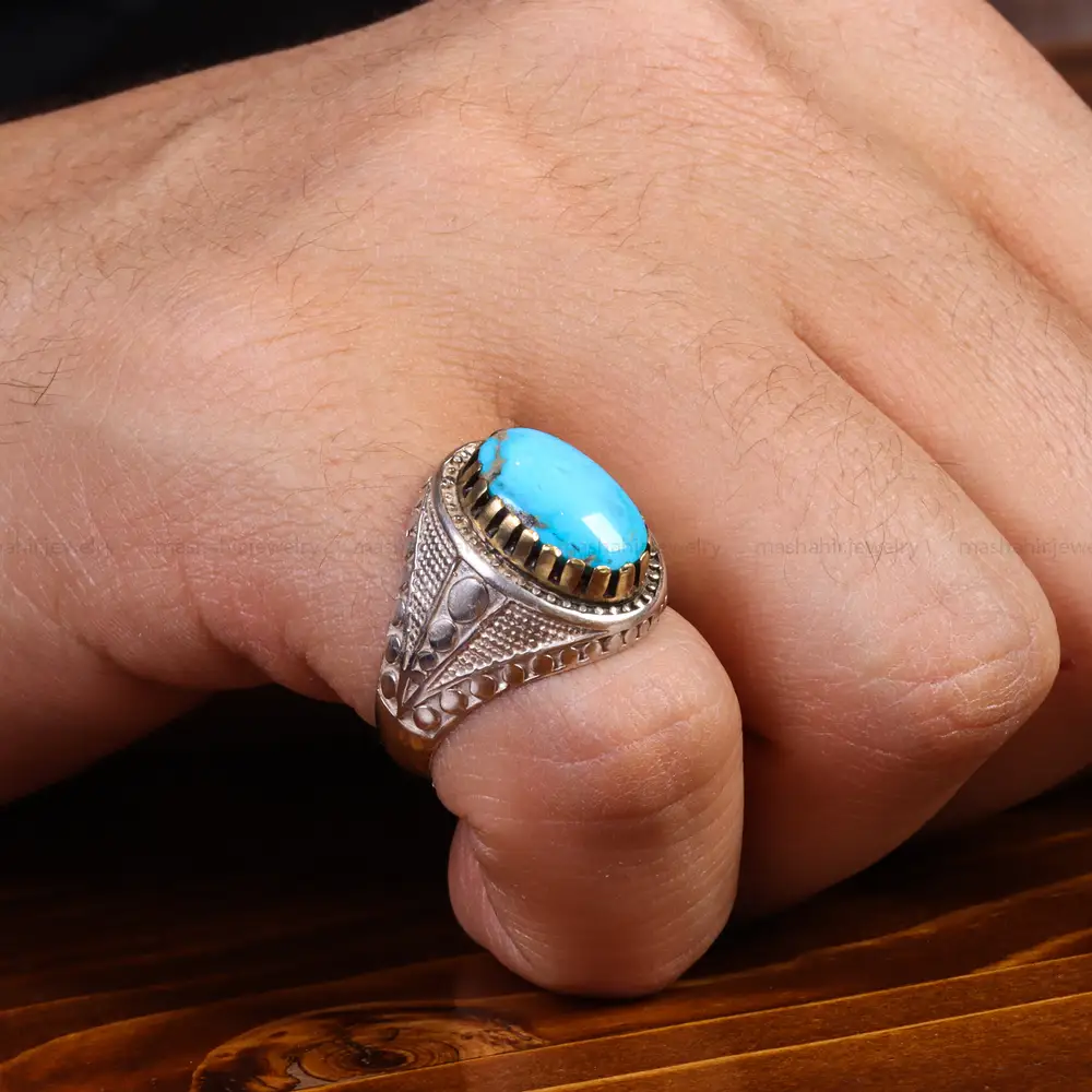 انگشتر فیروزه شجری مردانه کد 19593