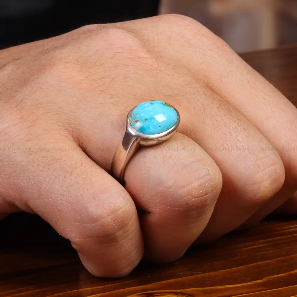 انگشتر فیروزه شجری مردانه کد 19595
