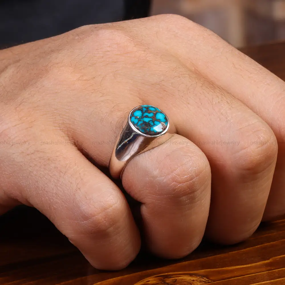 انگشتر فیروزه شجری مردانه کد 19602