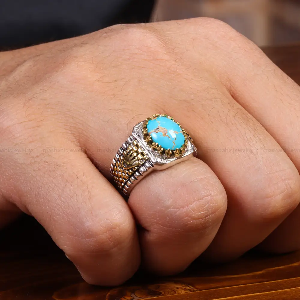 انگشتر فیروزه شجری مردانه کد 19612