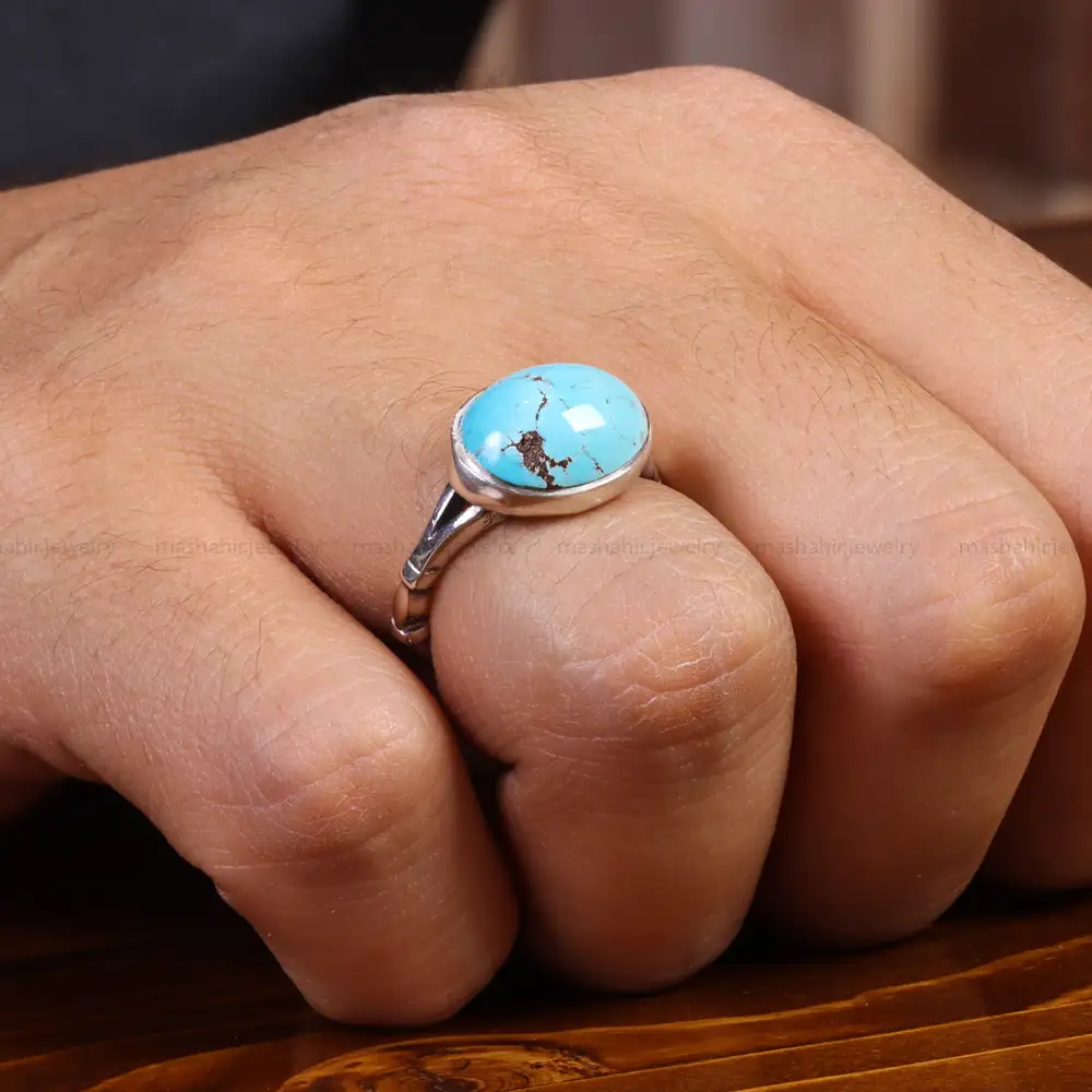 انگشتر فیروزه شجری مردانه کد 19648