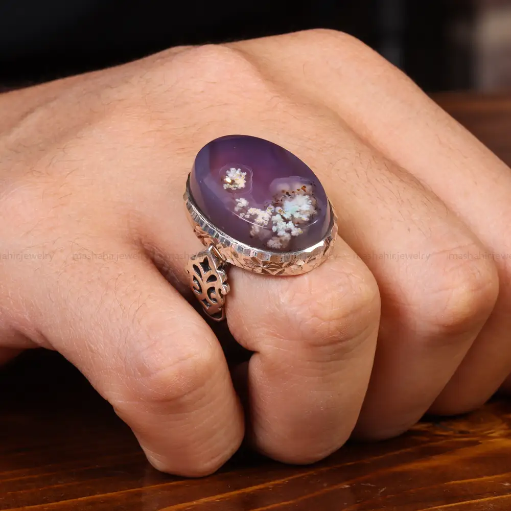 انگشتر عقیق شجر مردانه کد 19662