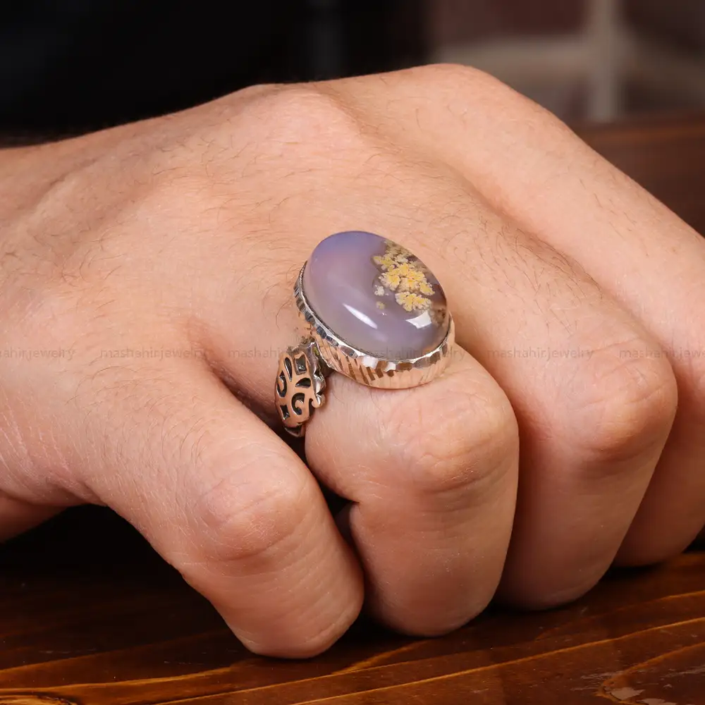 انگشتر عقیق شجر مردانه کد 19669