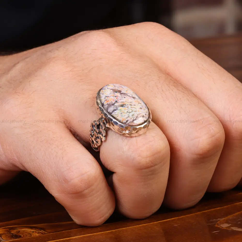 انگشتر عقیق شجر مردانه کد 19672