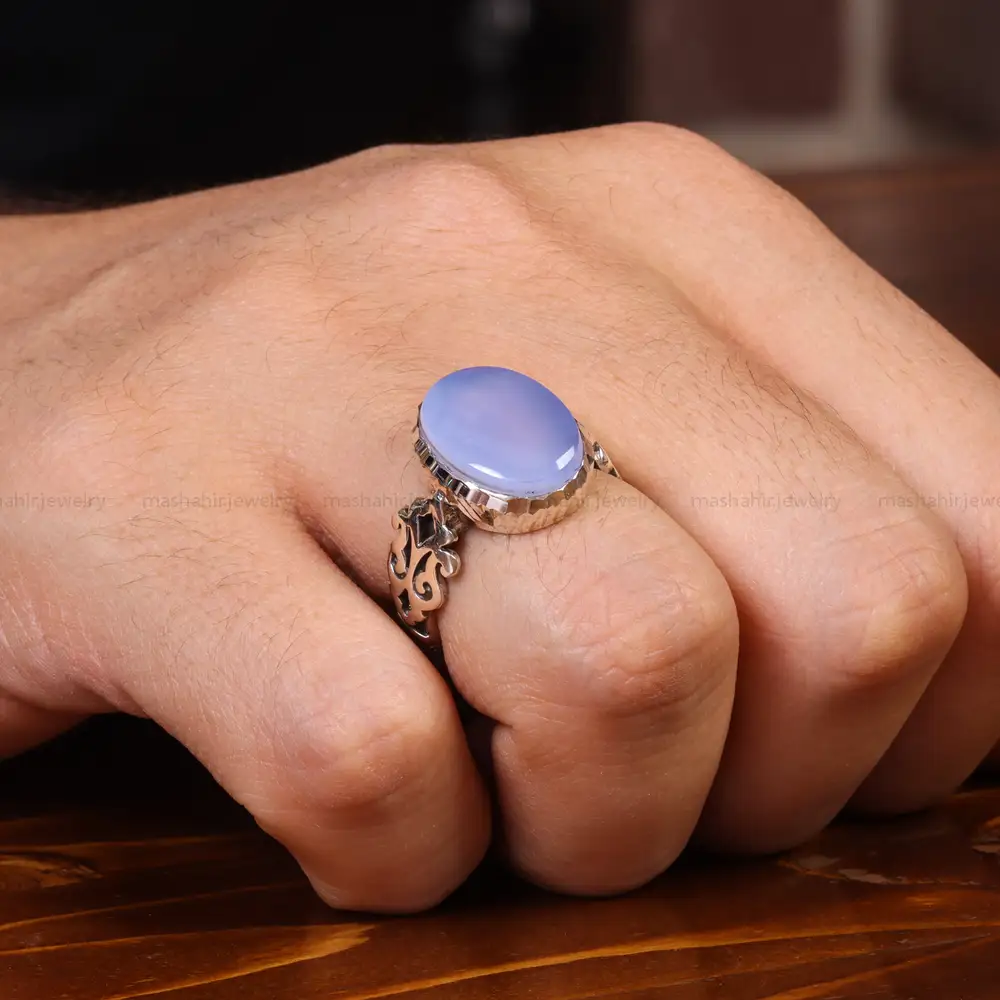 انگشتر عقیق سوسنی مردانه کد 19684