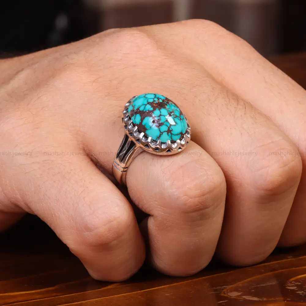 انگشتر فیروزه شجری مردانه کد 19715