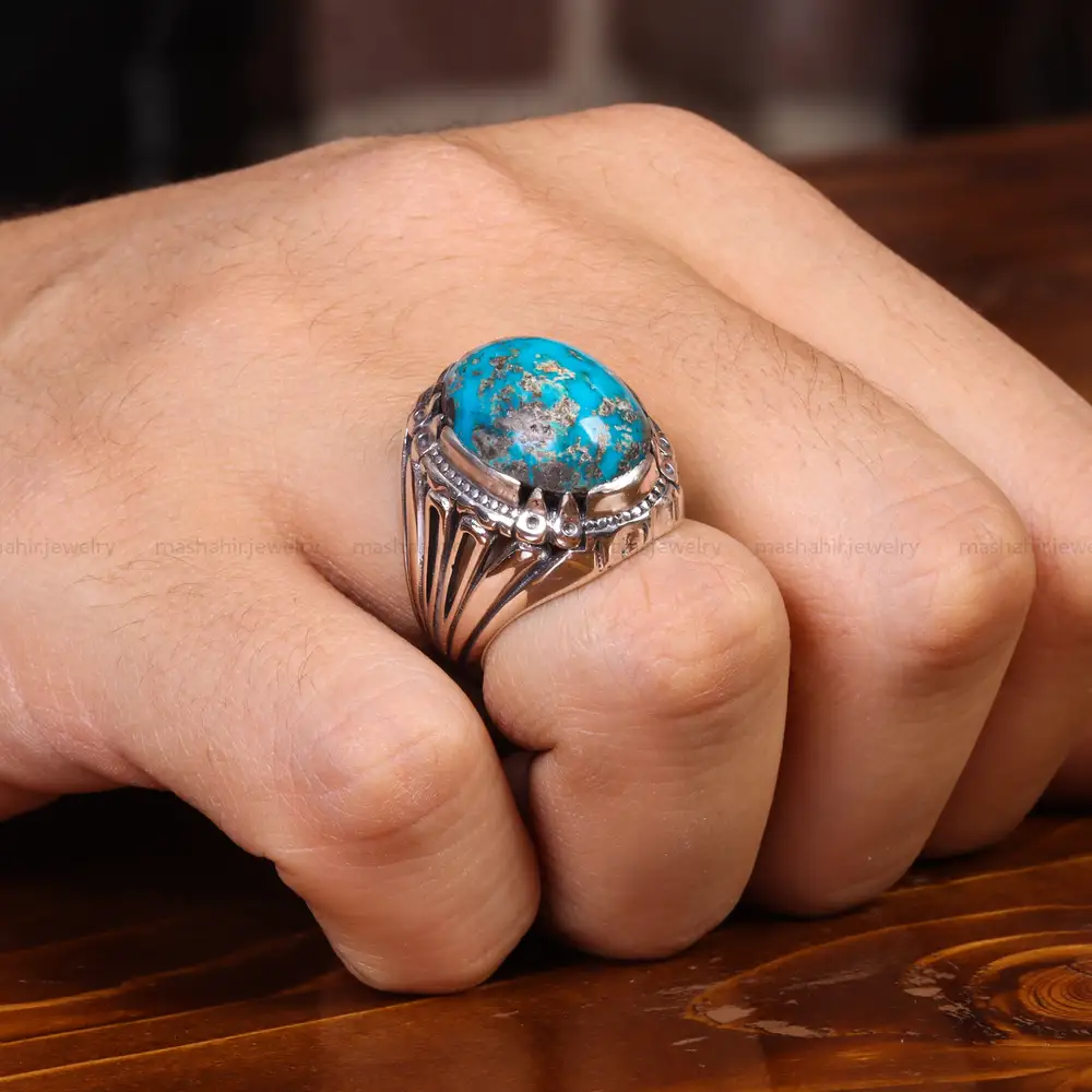 انگشتر فیروزه شجری مردانه کد 19721