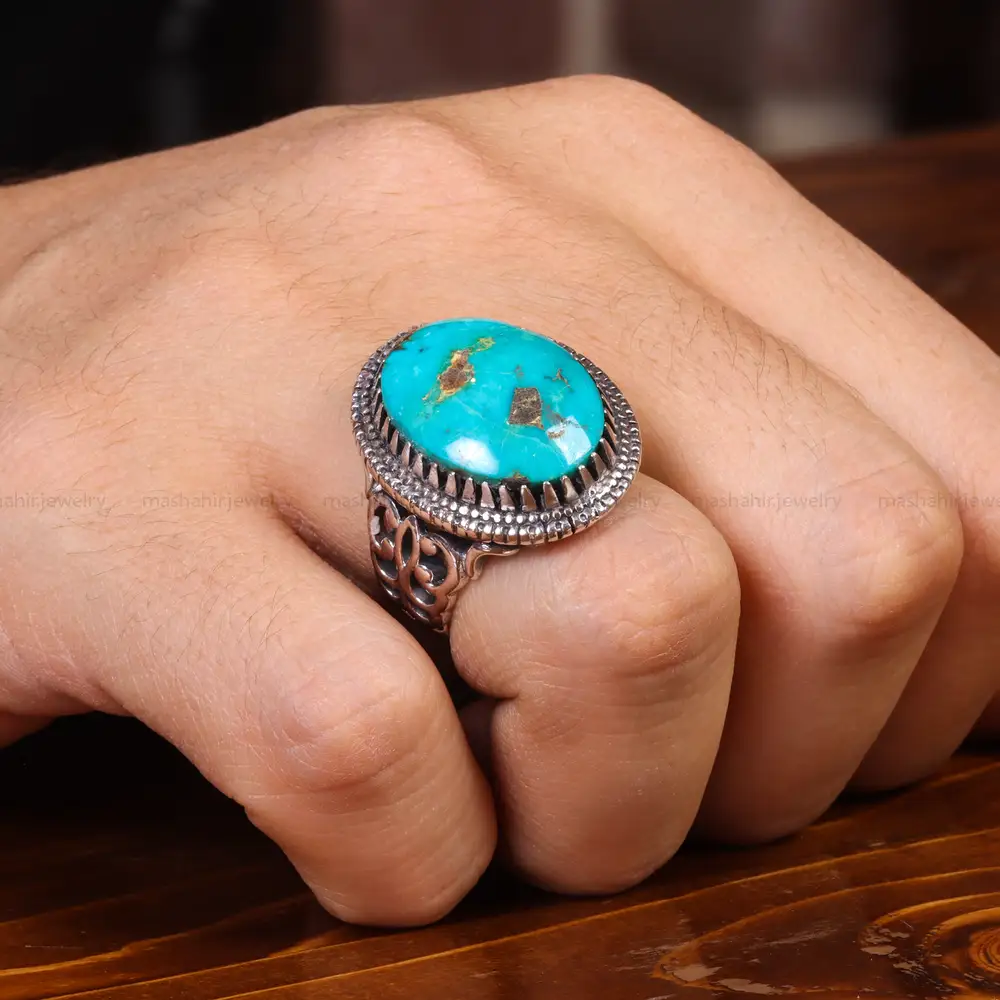 انگشتر فیروزه شجری مردانه کد 19724