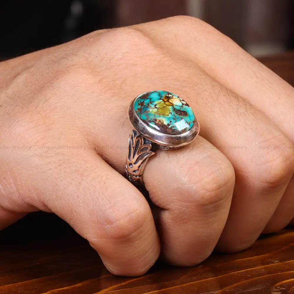 انگشتر فیروزه شجری مردانه کد 19725