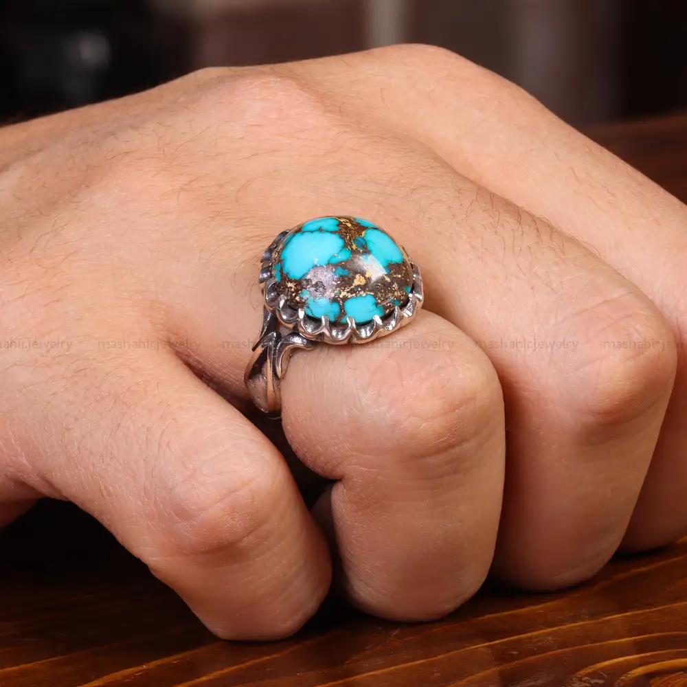 انگشتر فیروزه شجری مردانه کد 19738