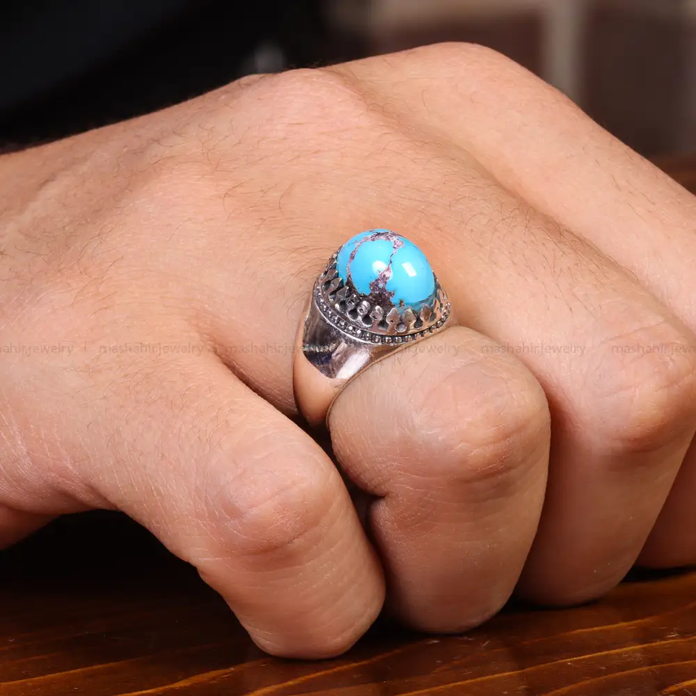 انگشتر فیروزه شجری مردانه کد 19767