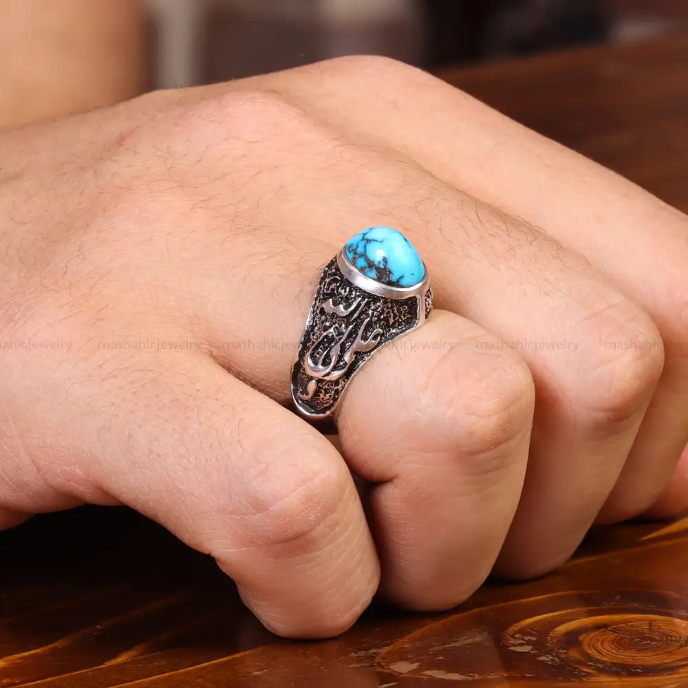 انگشتر فیروزه شجری مردانه کد 19783