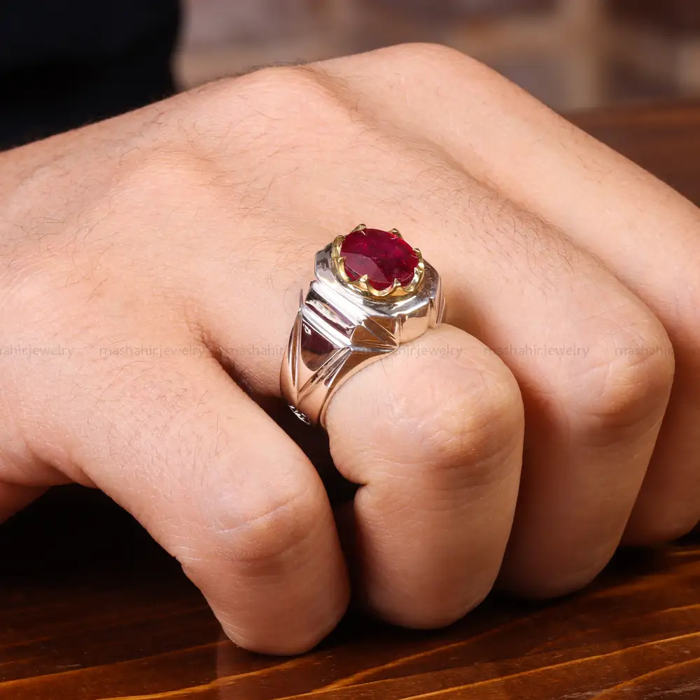 انگشتر یاقوت سرخ مردانه کد 19841