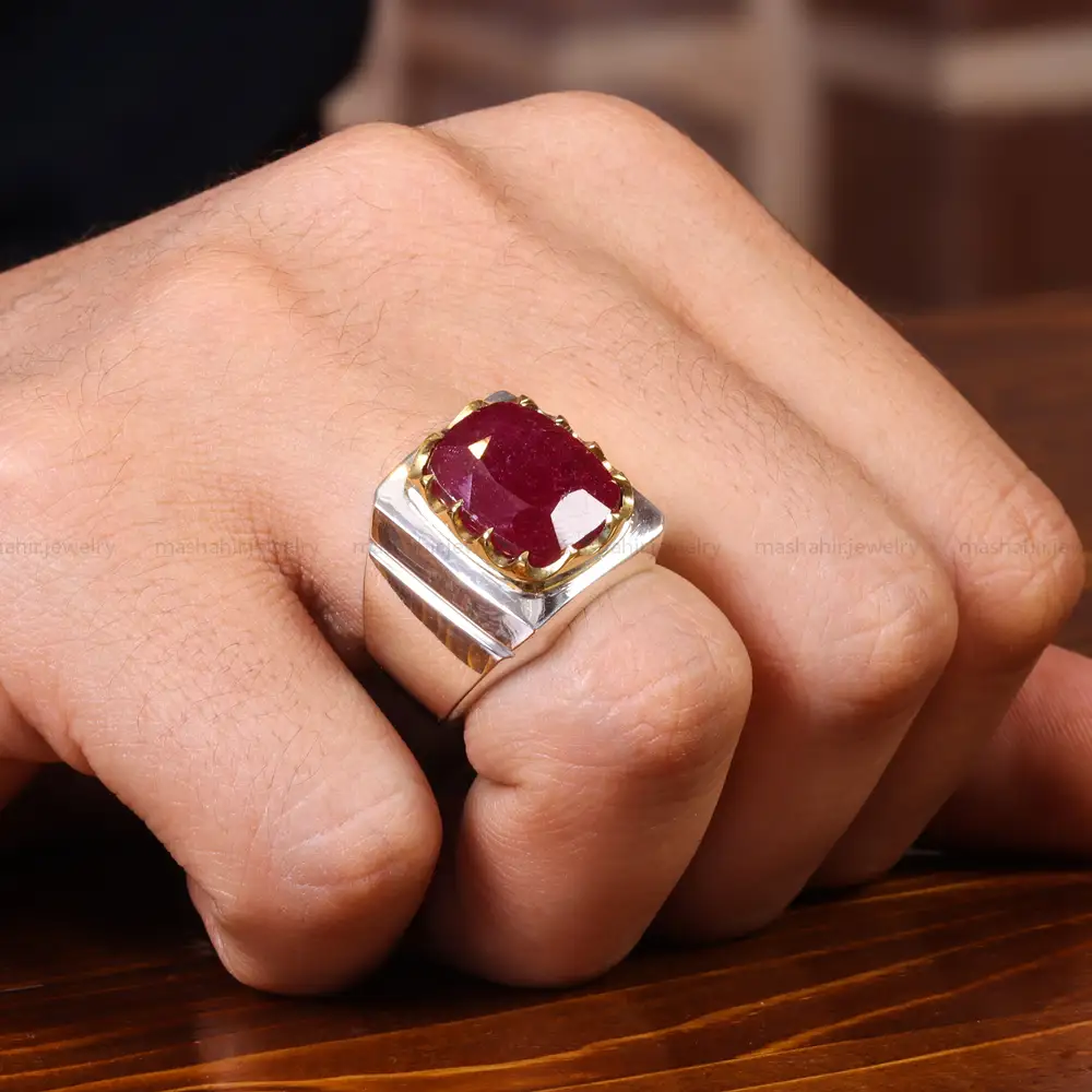 انگشتر یاقوت سرخ مردانه کد 19842