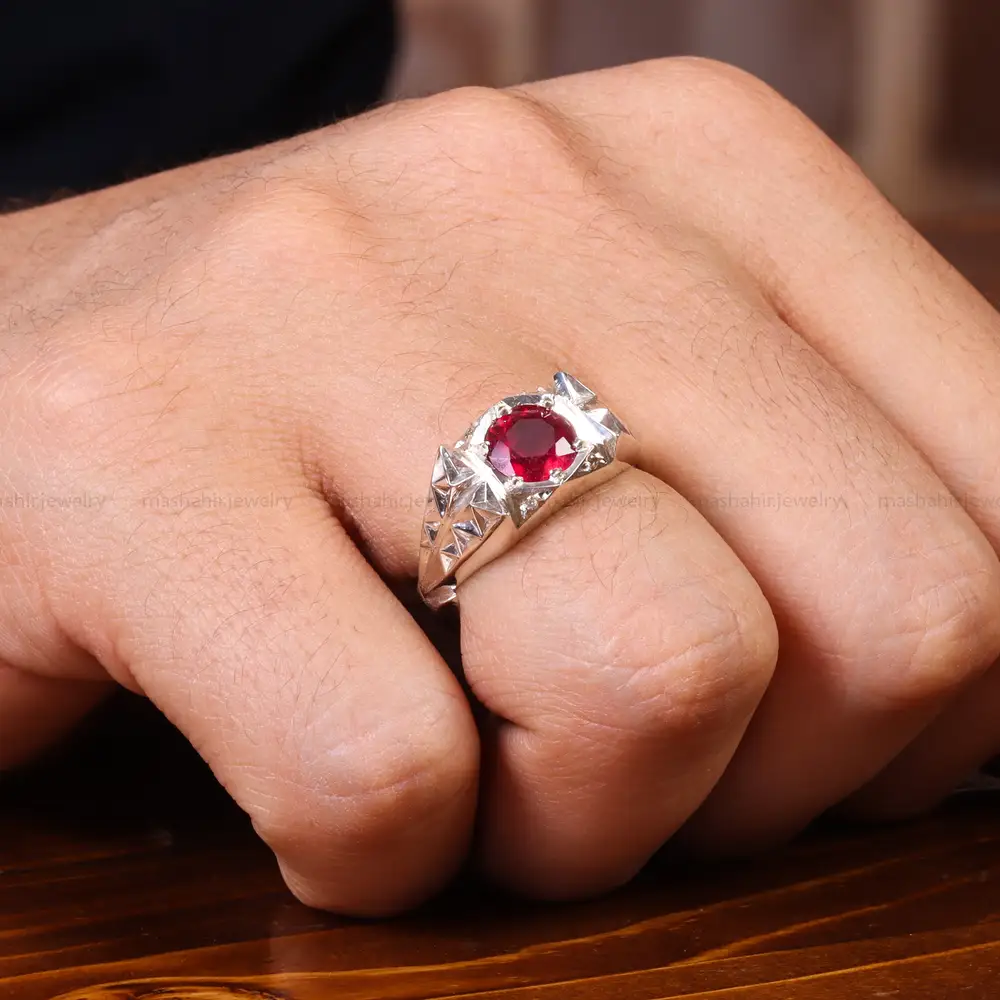 انگشتر یاقوت سرخ مردانه کد 19843