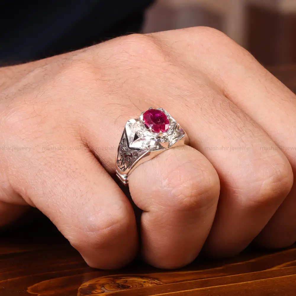 انگشتر یاقوت سرخ مردانه کد 19844