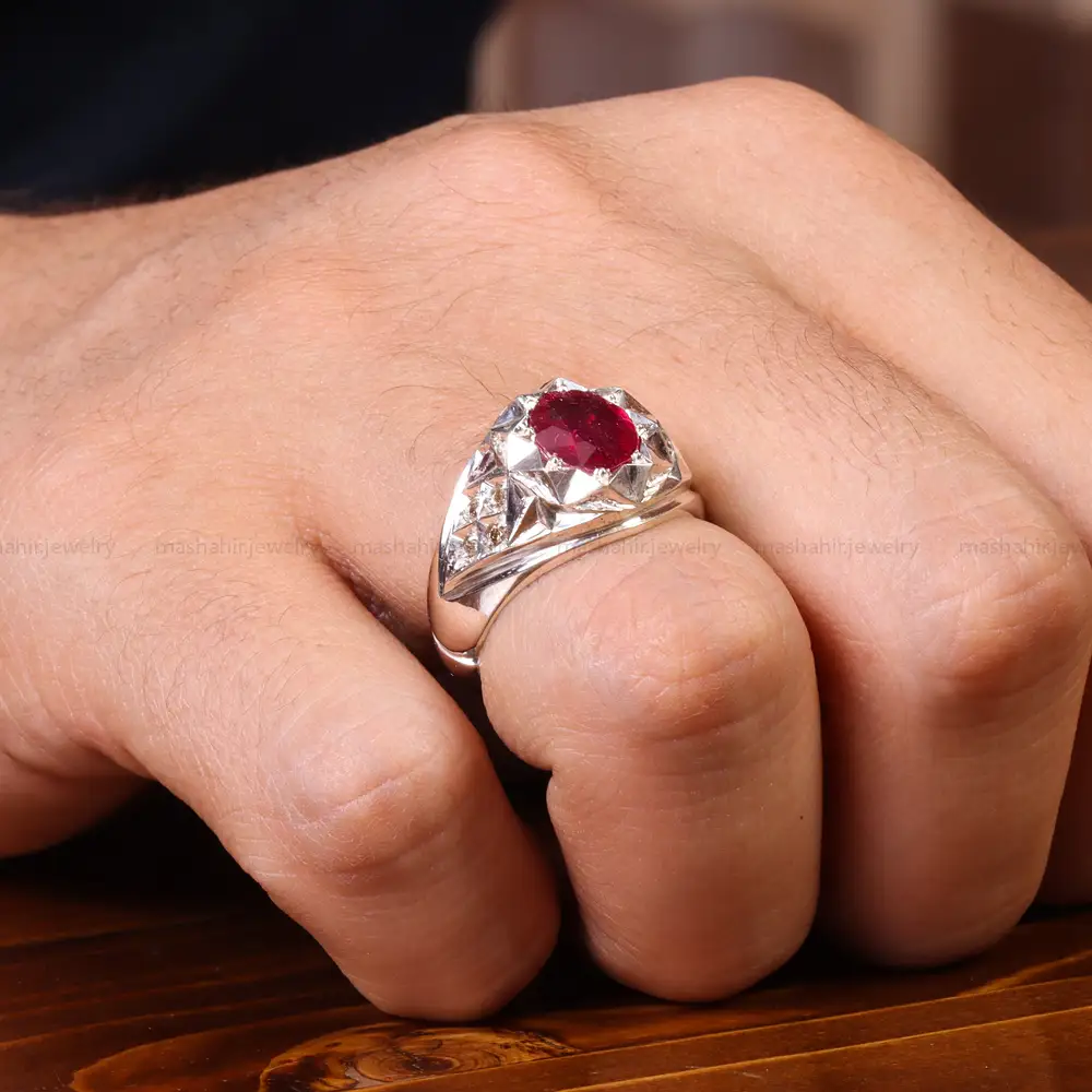 انگشتر یاقوت سرخ مردانه کد 19847