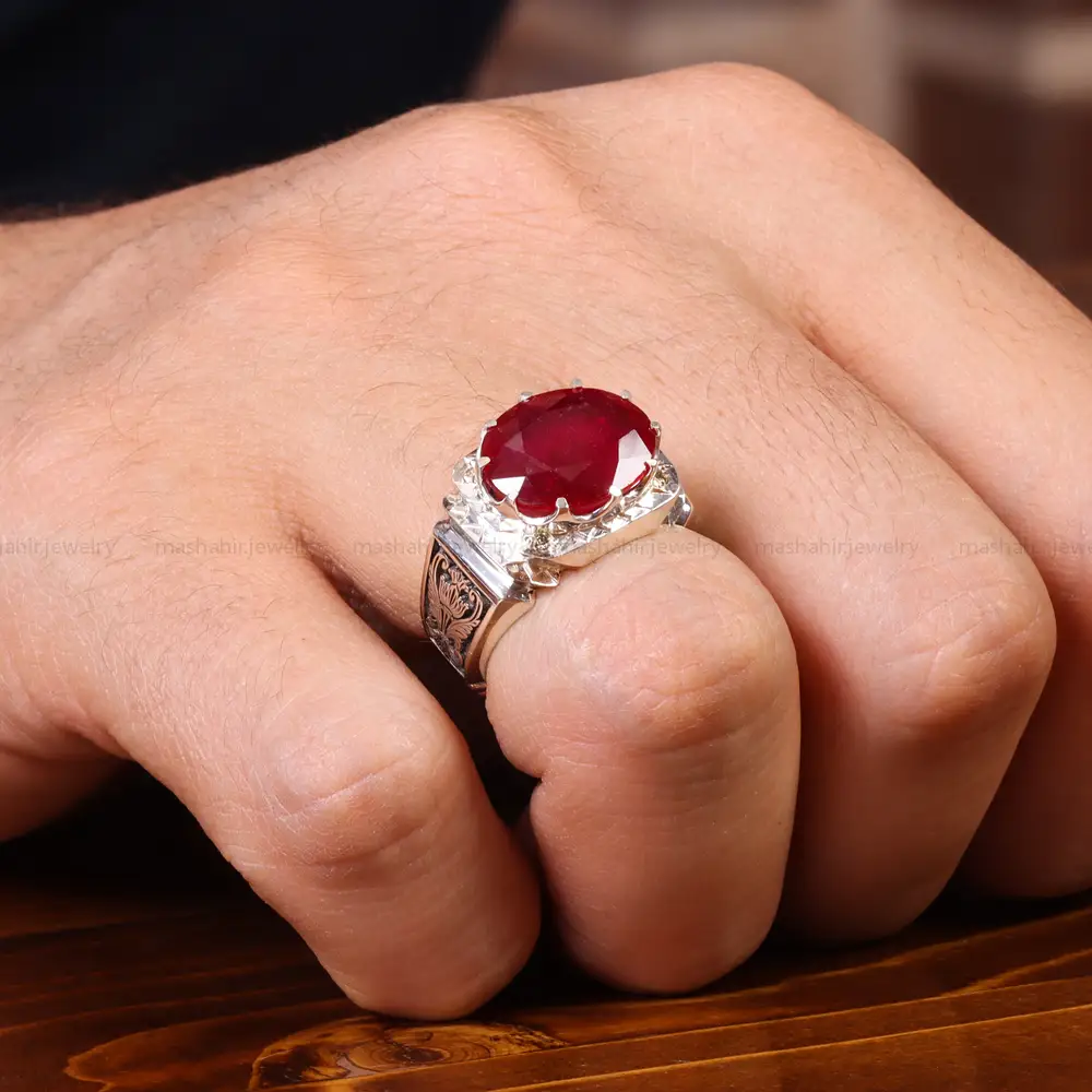 انگشتر یاقوت سرخ مردانه کد 19850