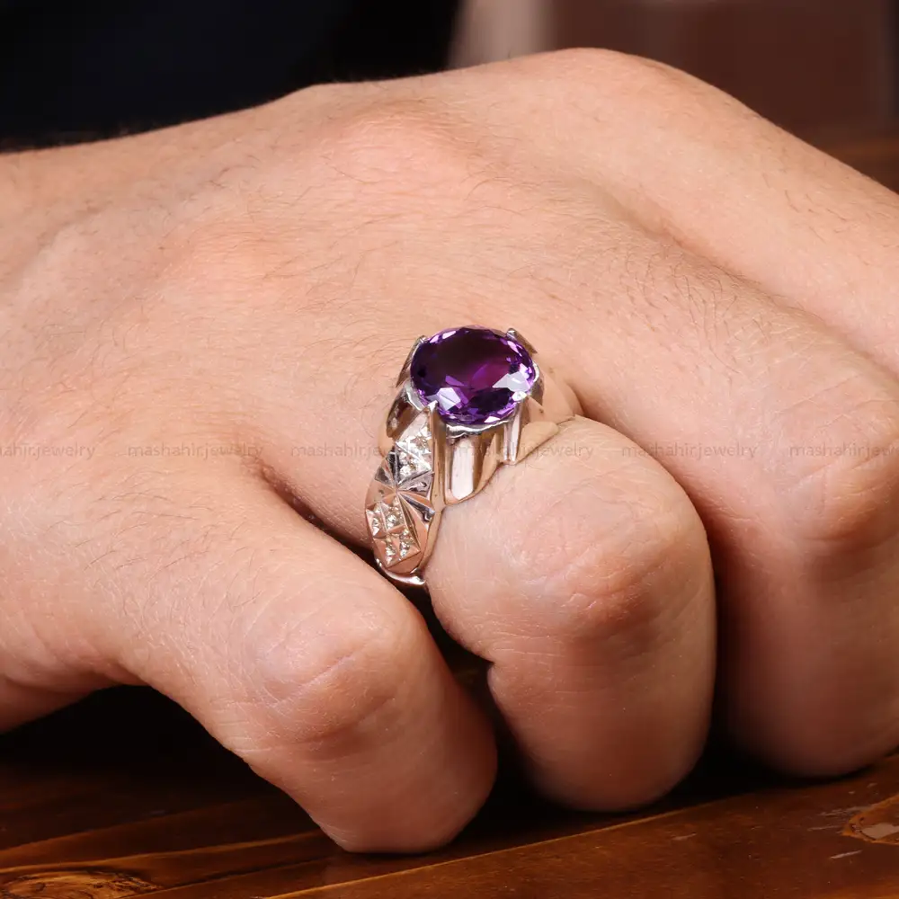 انگشتر آمیتیست مردانه کد 19892