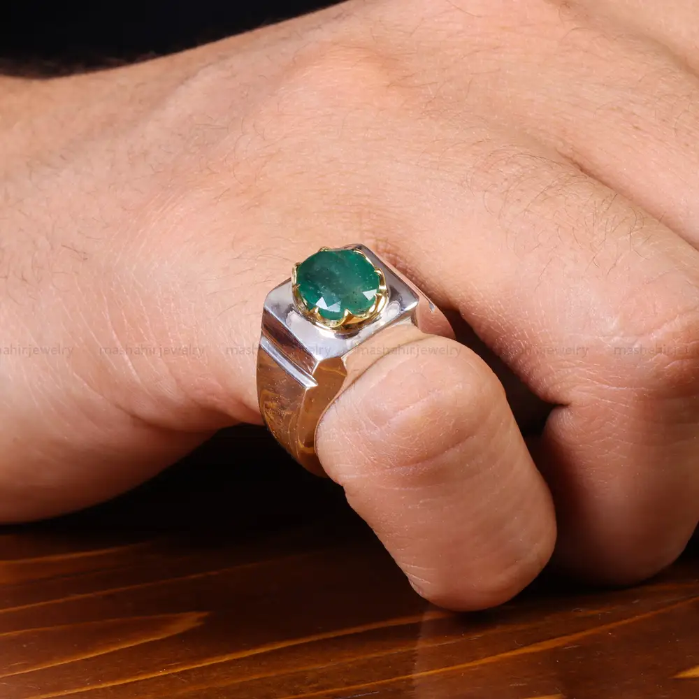 انگشتر زمرد مردانه کد 19899