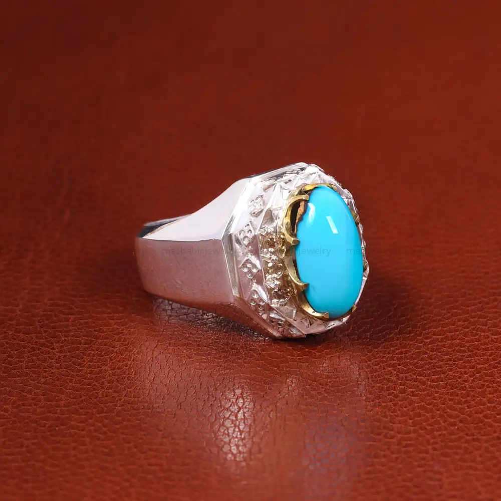 انگشتر فيروزه عجمی مردانه کد 19919